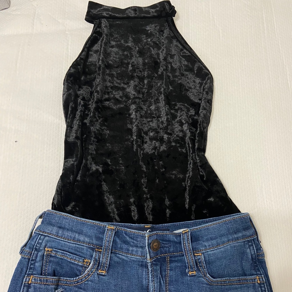 Black velvet bodysuit